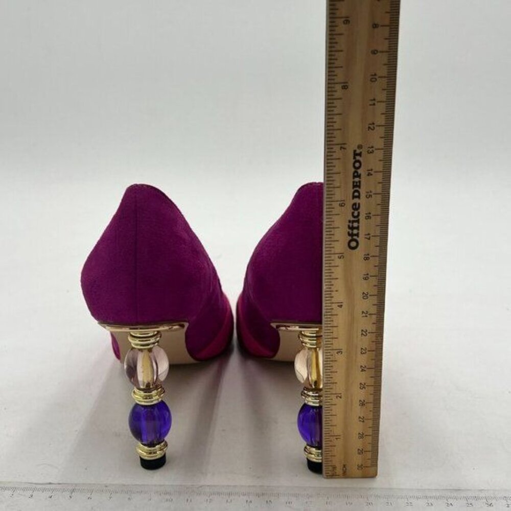 FOWT Purple High Heel Pointed Toe Pump Slip-on Rainbow Shoes for Dress Party Gir - Picture 4 of 7